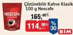 NESCAFE ÇÖZÜNEBİLİR KAHVE KLASİK 100 G